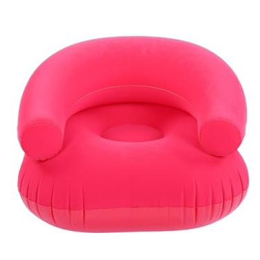 Imagem de Diydeg Saco de Feijão Inflável, sofá Preguiçoso Portátil Dobrável para Adultos, Cadeira Inflável Flocada Em PVC Com Apoio de Braço para Noites de Cinema Ao Ar Livre, Quarto, Leitura (Rosa Vermelha)