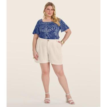 Imagem de Blusa Manga Curta Plus Size Secret Glam Azul, Plus G2, Azul