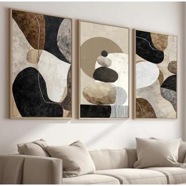 Imagem de Kit 3 Quadros Decorativos Com Moldura Tecido Canvas, Arte Para Quarto, Sala, Corredor, 60x90cm
