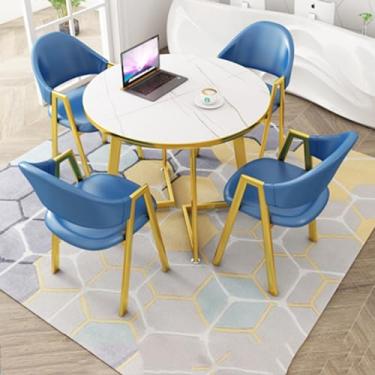 Imagem de Conjunto de mesa e cadeira de clube de recepção de escritório, mesa de negociação, mesa de centro com cadeira, pequenas mesas de conferência, conjunto de mesa de jantar para 4 (cor: 44, tamanho: 31,4