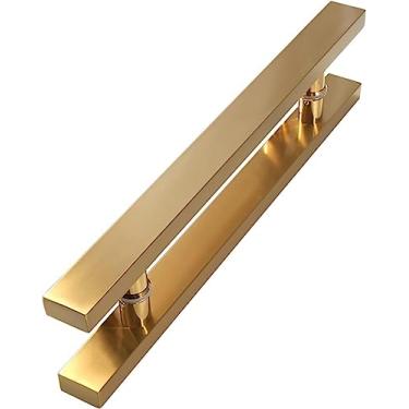Imagem de BAZAC Puxador de porta de vidro para chuveiro - acabamento escovado dourado, maçaneta de banheiro para porta de vidro, conjuntos de caixas de chuveiro - 400 (200) mm