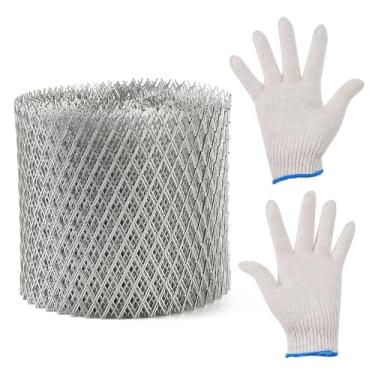 Imagem de XIMINZ Protetores de calha de alumínio com luvas anti-arranhões Filtros de calha de telhado Protetores de folhas duráveis para calhas Tela de filtro de prata Malha Rolo Parar Bloqueio de Folha Tubo de