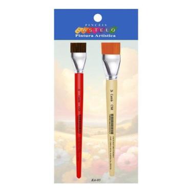 Imagem de Kit C/ 2 Pincel Chato Pintura Artistica Artesanato Castelo