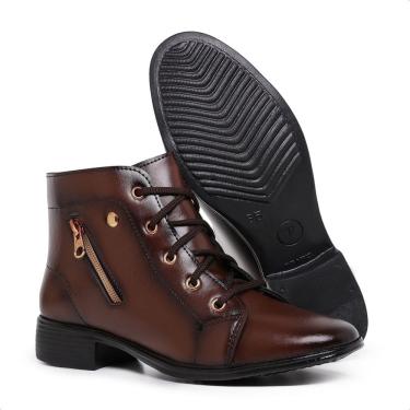 Imagem de Bota Feminino Cano Curto Zíper Lateral Bota Casual Salto Baixo Leve