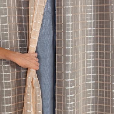 Imagem de Cortina Blackout Cinza Com Voil Xadrez 2,00 M X 1,40 M 100% Poliéster - Avelã