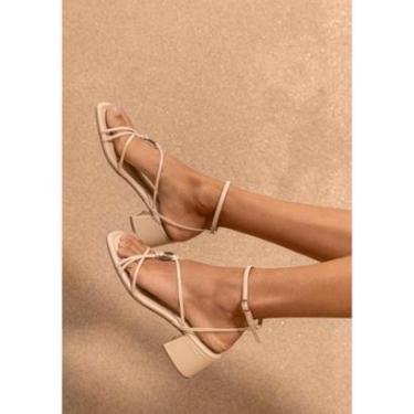 Imagem de Sandália De Salto Bloco Com Tiras Finas E Frente Quadrada-Feminino