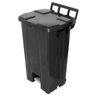 Imagem de Lixeira Plástico Quadrado com Pedal de 100 Litros Preto P100p Jsn Cesto Plástico Quadrado com Pe