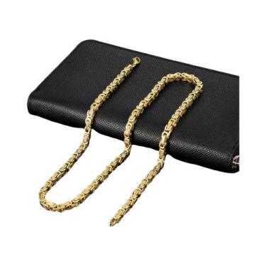 Imagem de Colar De Corrente Bizantina De Aço Inoxidável Dourado E Prateado De 4m