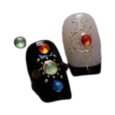 Imagem de Adesivo De Unha 5D Colorido Boêmio Com Coração, Lua, Pérola E Strass, 