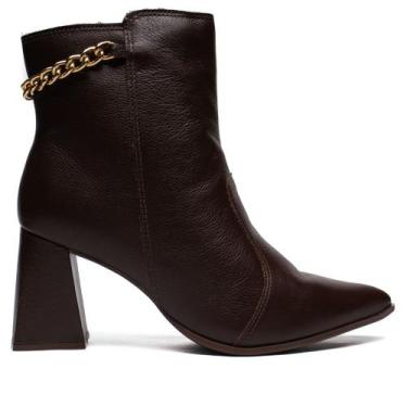 Imagem de Bota Feminina Bebecê Couro Com Corrente Marrom, Marrom, 37