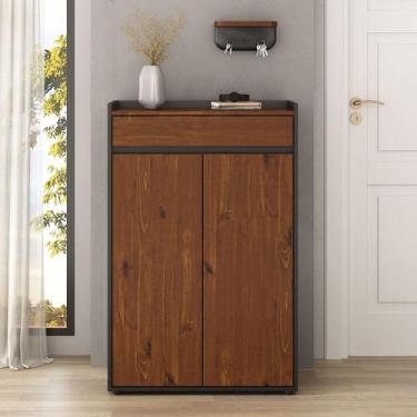 Imagem de Sapateira de Porta Grande Hall de Entrada Madeira Multiuso Preto Casta