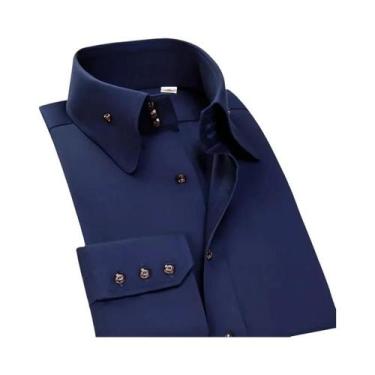 Imagem de Camisa Social Branca Masculina Slim Fit Com Fivela De Strass De Crista