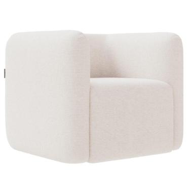Imagem de Poltrona Decorativa Quadrada Maggie K04 Bouclê Assento Fixo Bege Mpozenato