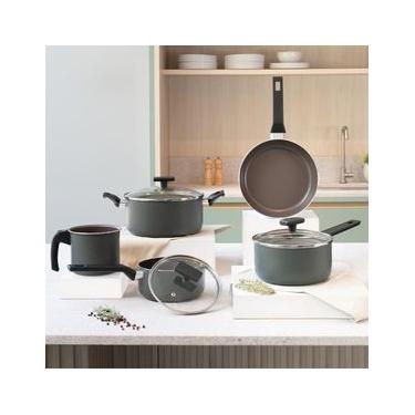 Imagem de Jogo de Panelas 5 Peças Brinox Preserve Ceramic Life Mineral Resist Cinza