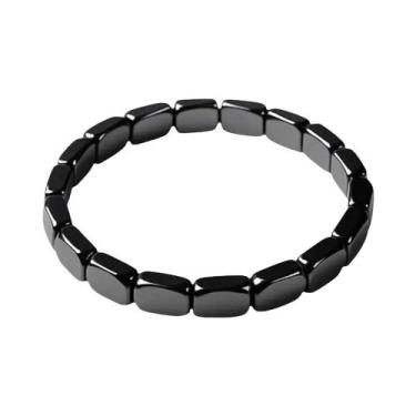 Imagem de Pulseira Masculina De Hematita: Joia De Pedra Natural Para Pai E Marid