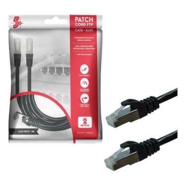 Imagem de Cabo Rede Blindado 2m Ethernet Rj45 Cat6e Preto 2 Metros Ftp - Congrat