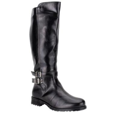 Imagem de Bota Feminina Mooncity Cano Alto Montaria Fivela Elegante Inverno 7212