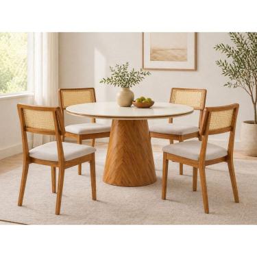 Imagem de Sala de jantar redonda  4 cadeiras maciça Toscana- Imperial