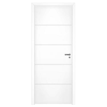 Imagem de Kit Porta de Madeira Pinhal 10 a 15 cm, Abertura à Esquerda, Branca, 214 x 85 cm