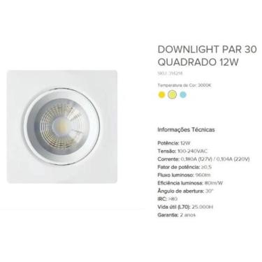 Imagem de Spot Brilia Downlight 12w 3000k Autovolt Par30 314214 Br