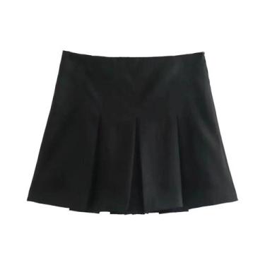 Imagem de Saias Mini Plissadas Vintage Femininas Com Babados, Casuais Para Prima