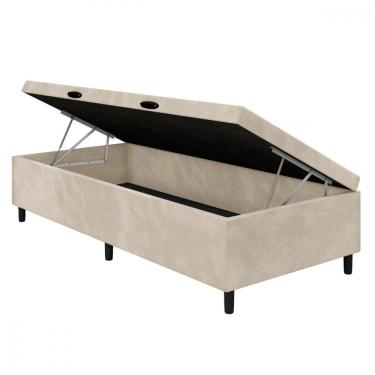 Imagem de Base Para Cama Box Solteiro Com Baú 88x188x35 Bege Portobel Bege