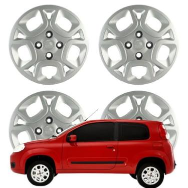 Imagem de Jogo Calota Aro 14 Fiat Uno Attractive 1.4 2011 Cubo Baixo Prata 077CB