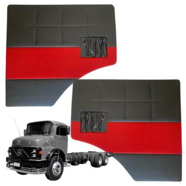 Imagem de Forro Porta Dianteira Com Bolsa Vermelho MBB 82 até 95 PVC - Rona