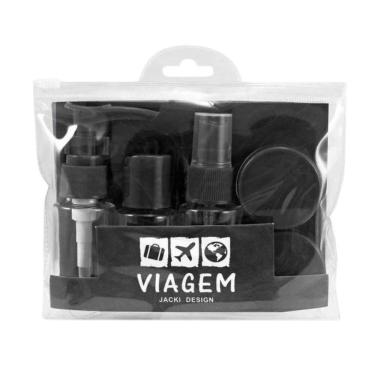 Imagem de Kit Frascos para Viagem Jacki Design 7 Peças Preto Akm20903