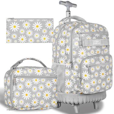 Imagem de Mochila Rodante AGSDON 21" com Rodinhas para Escola Estampa Margarida