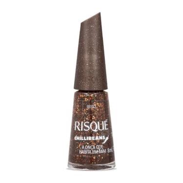 Imagem de Esmalte Risqué & Chilli Beans A Onça que Habita em Mim 8ml Marrom Glitter Hipoalergênico