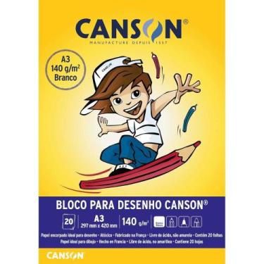 Imagem de Bloco Desenho A3 140 Gramas Branco c/ 20 Folhas - Canson