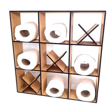 Imagem de Porta Papel Higiênico Jogo da Velha em MDF Corte a Laser sem Pintura Lenobre