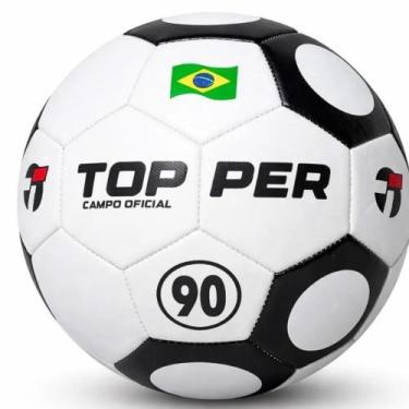 Imagem de Bola Futebol De Campo Topper 90 Hybrid Oficial, Branco, Preto, UN