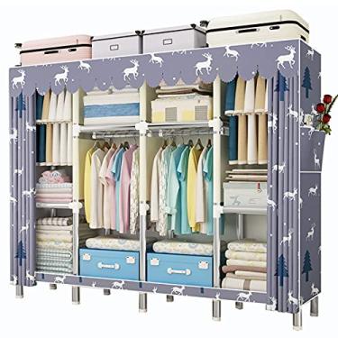 Imagem de LTLJX Armário de roupas portátil, guarda-roupa de tecido com 4 varões de pendurar, 4 prateleiras de armazenamento, armário organizador para roupas, guarda-roupa, quarto, B