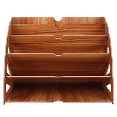 Imagem de Rack de escritório, suporte para livros de grande capacidade e forte à prova de corrosão de madeira para escritórios domésticos(Madeira de cerejeira)