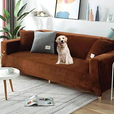 Imagem de Diumy Capas de sofá de veludo espessas, capas de sofá reclináveis para 2 3 4 lugares, capas de sofá macias e elásticas, capas de sofá para animais de estimação, capa de sofá Saver-E 4 lugares (235 – 300 cm)