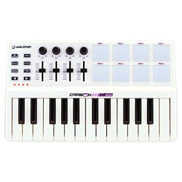 Imagem de Controlador Waldman Carbon Mini Branco Com 25 Teclas 8 Pads e 2 Interfaces de Pedal
