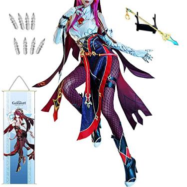 Imagem de Benevolência Espinhosa Rosaria Cosplay Traje Halloween Fantasia Natal Genshin Impacto Role Play Peruca Sapatos Conjunto de Roupas