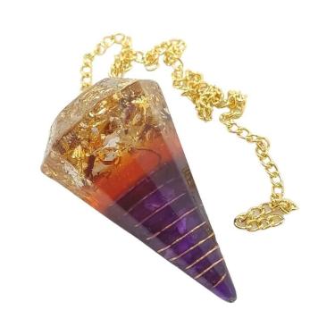 Imagem de Orgonite Pêndulo Ametista Com Folha De Ouro - Saint Germain