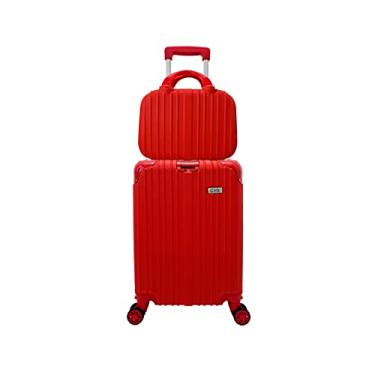 Imagem de Mala de Viagem Bordo Expansiva Avião com Frasqueira Rígida 4 Rodinhas Dupla 360° Abs Cor:Vermelho;tamanho:P