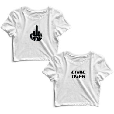 Imagem de Kit 2 Blusas Cropped Tshirt Feminina Fuck You E Game Over - Goup Suppl
