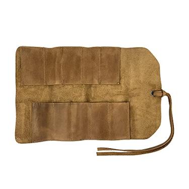 Imagem de Hide & Drink, Bolsa dobrável rústica para ferramentas pequenas (10 compartimentos), bolsa de mão portátil, armazenamento de oficina, organizador de ferramentas de marcenaria, vintage, couro de flor