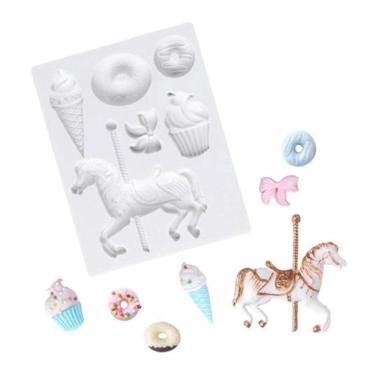 Imagem de Molde De Silicone Cavalo Carrossel Doce Laço Sorvete
