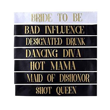 Imagem de Snogisa conjunto de faixa de despedida de solteira, conjunto com 7 unidades, decorações de festa de despedida de solteira, faixas de tribo de noiva divertidas para festa de noiva, lembrancinhas de festa de despedida de solteiro