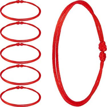 Imagem de WILLBOND Pulseira vermelha com cordão vermelho, ajustável, Kabbalah, vermelha, amuleto para proteção, olho turco e boa sorte (estilo clássico), 6 piece, esmalte
