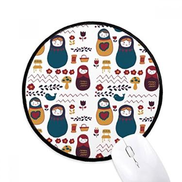 Imagem de DIYthinker Pôster de flores de bonecas russas russas Matryoshka mouse pad desktop escritório tapete redondo para computador