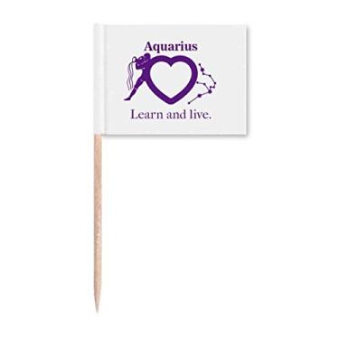 Imagem de Marcador de palito de dente com constelação de motivação, amor, aquário, decoração de festa