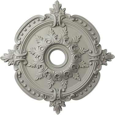 Imagem de Ekena Millwork CM28BEPCF Benson Medalhão de teto clássico, 71 cm de diâmetro x 9 cm de identificação x 4,5 cm de profundidade (serve em toldos de até 16,5 cm), pote de creme pintado à mão