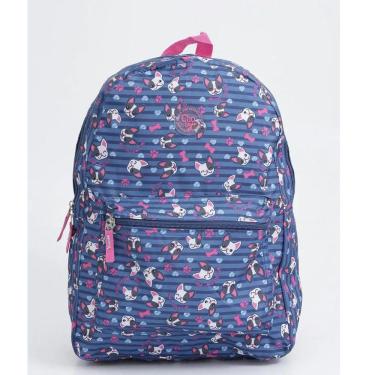 Imagem de Mochila Escolar Feminina Cachorrinhos G Azul - Clio